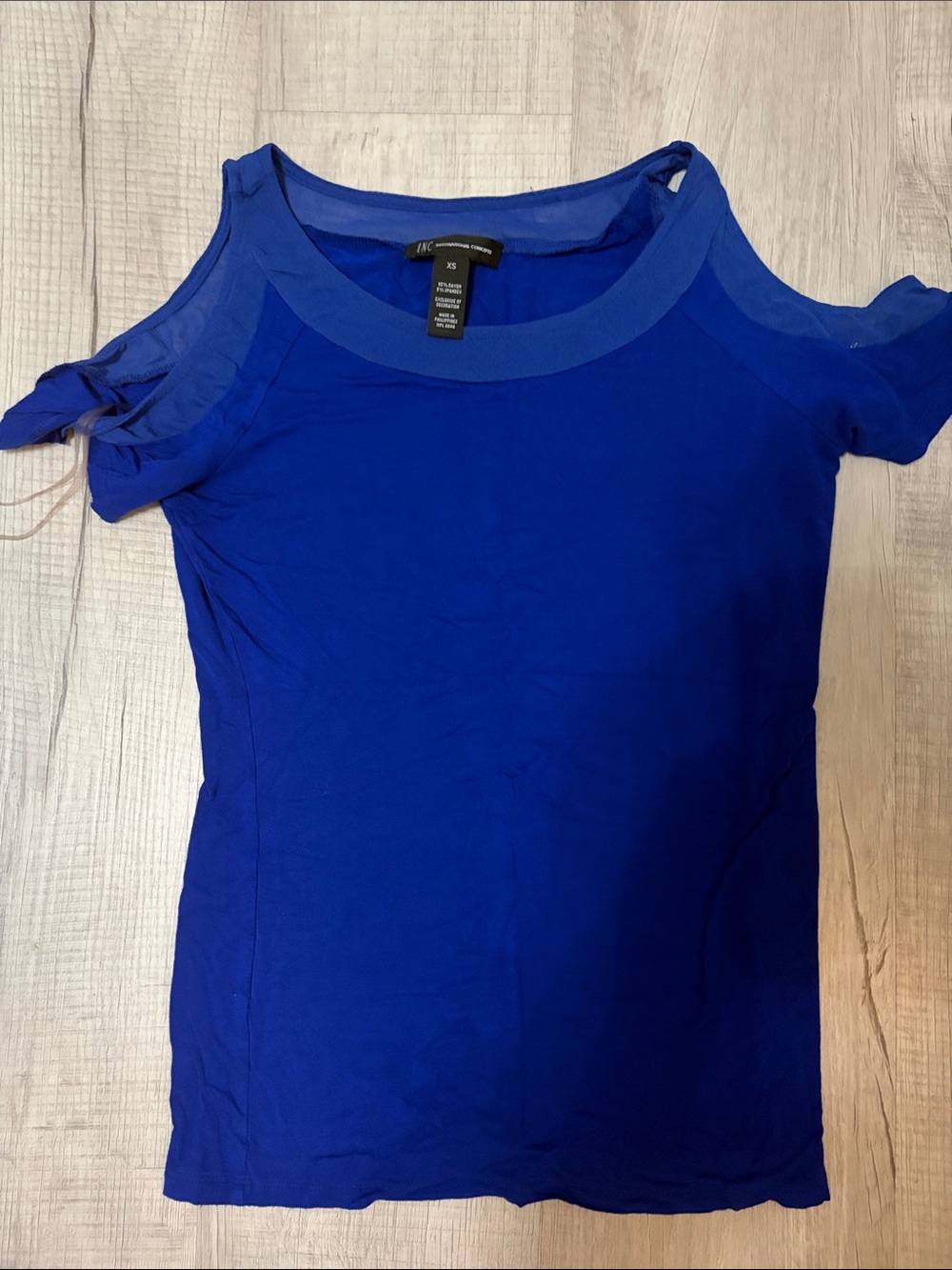INC International Concepts Royal Blue Cold-Shoulder Tank Top